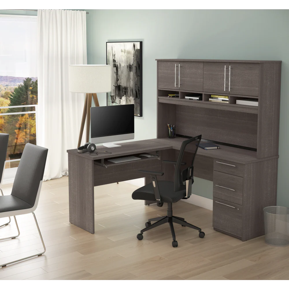 L-Shaped Desk with Hutch - Image 2