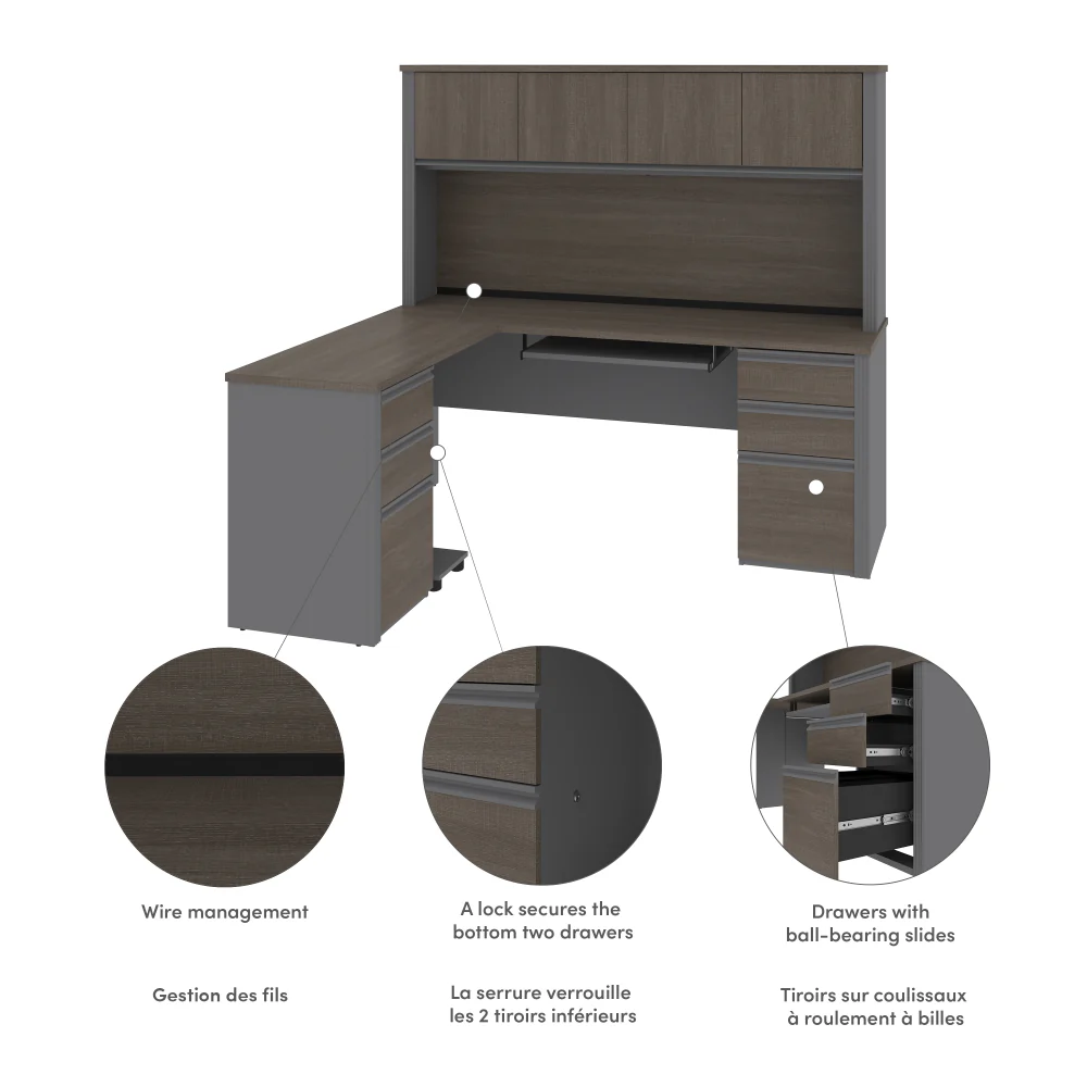 L-Shaped Desk with Hutch - Image 4