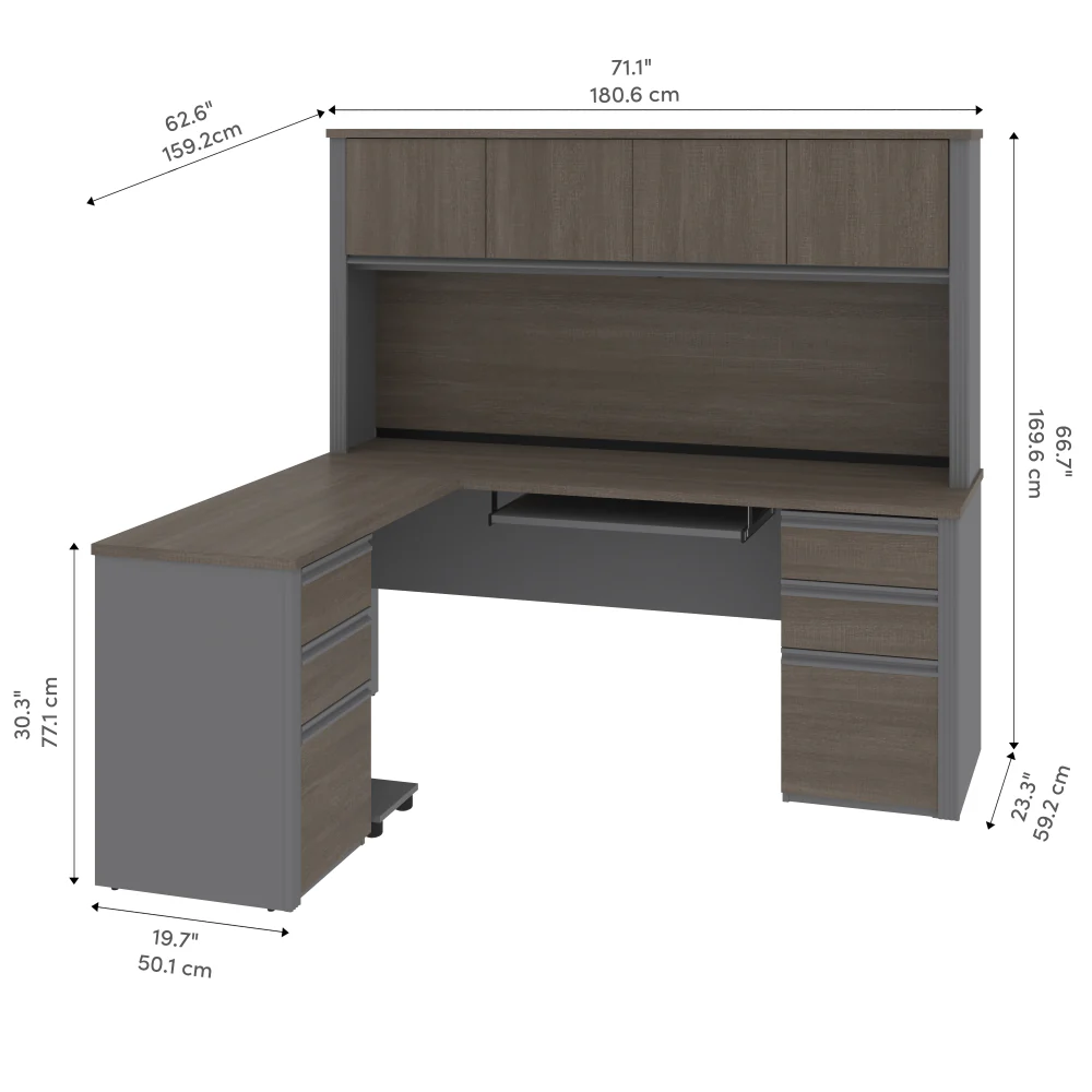 L-Shaped Desk with Hutch - Image 5
