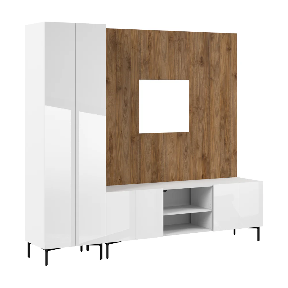 94W Modular Entertainment Center with Tall Cabinet - Image 12