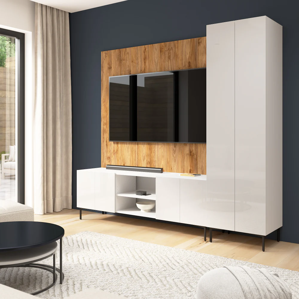 94W Modular Entertainment Center with Tall Cabinet - Image 13