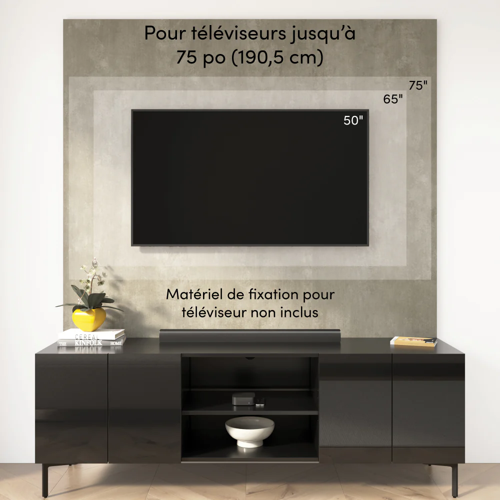 94W Modular Entertainment Center with Tall Cabinet - Image 9