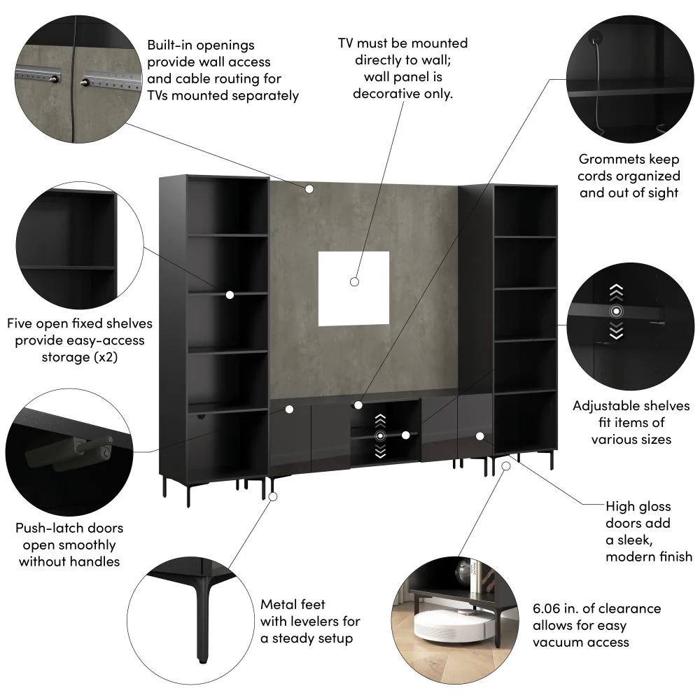 118W Modular Entertainment Center with Media Towers - Image 17