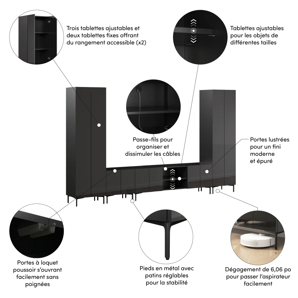 141W Modular Entertainment Center with Tall Cabinets - Image 10