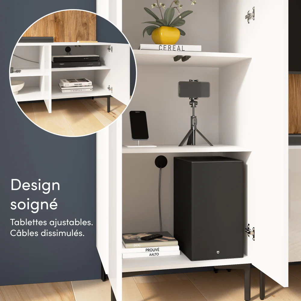 141W Modular Entertainment Center with Tall Cabinets - Image 19