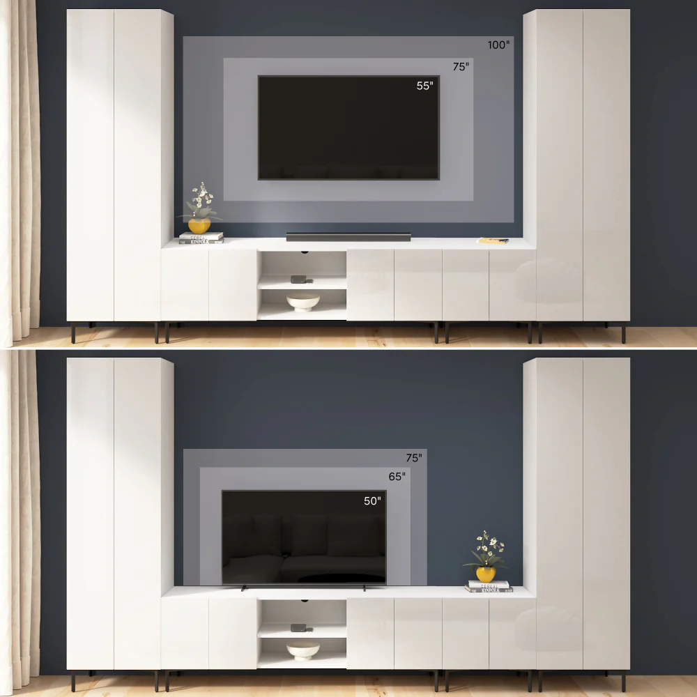 141W Modular Entertainment Center with Tall Cabinets - Image 20