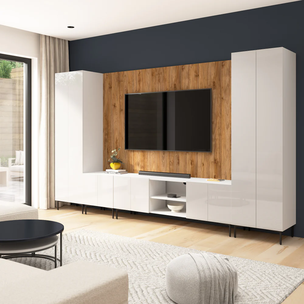 141W Modular Entertainment Center with Tall Cabinets - Image 35