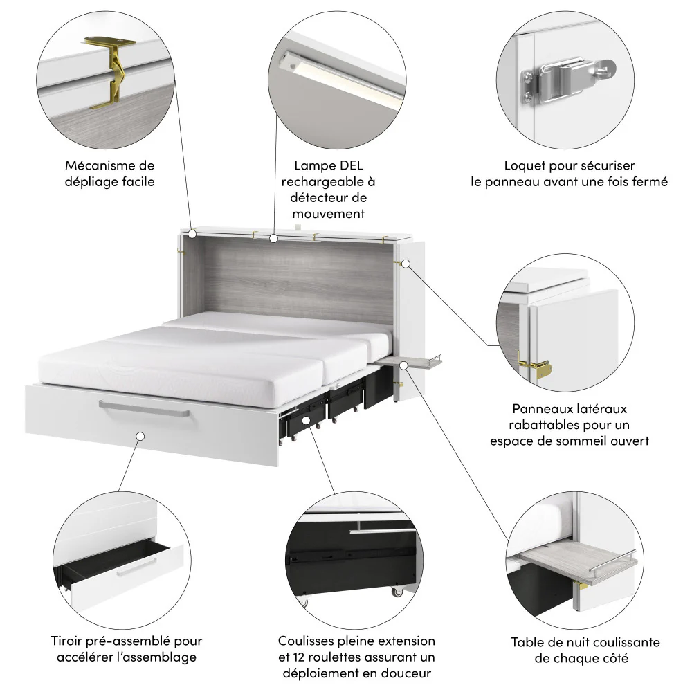 Murphy Cabinet Bed with Pullout Drawer - Image 12