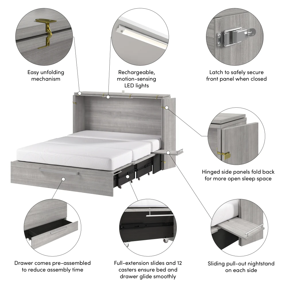 Murphy Cabinet Bed with Pullout Drawer - Image 20