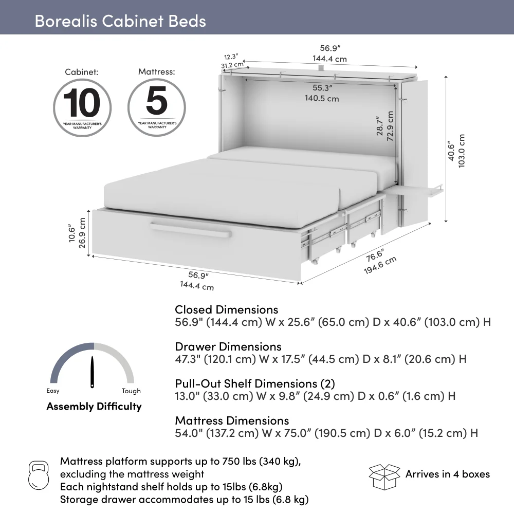 Murphy Cabinet Bed with Pullout Drawer - Image 22