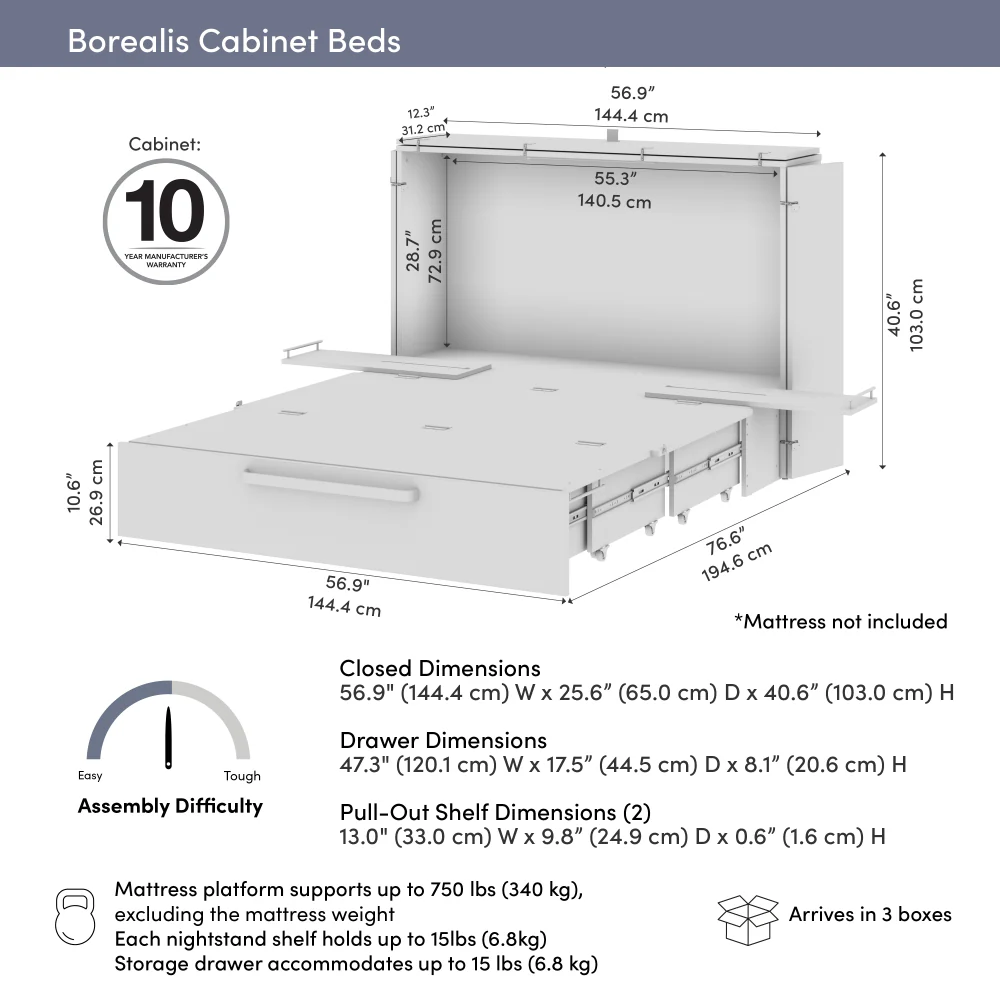 Murphy Cabinet Bed with Pullout Drawer - Image 35