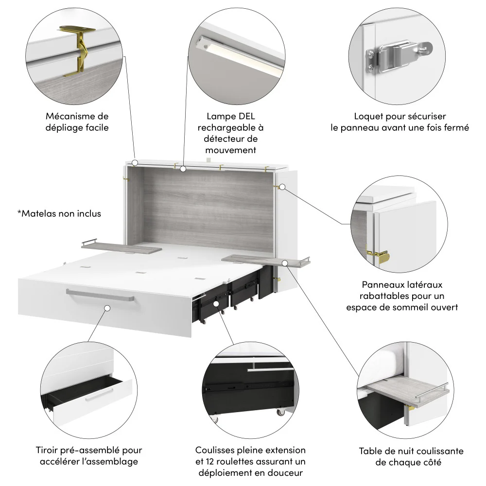 Murphy Cabinet Bed with Pullout Drawer - Image 49