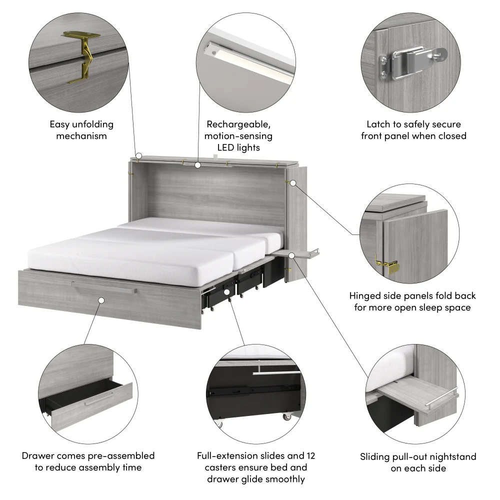 Murphy Cabinet Bed with Pullout Drawer - Image 57