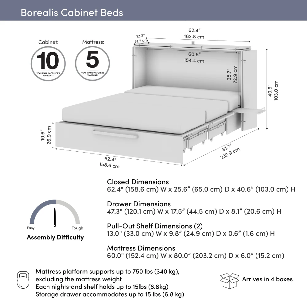 Murphy Cabinet Bed with Pullout Drawer - Image 59