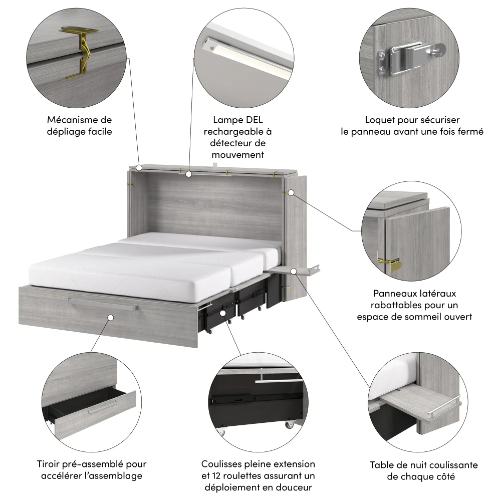 Murphy Cabinet Bed with Pullout Drawer - Image 62