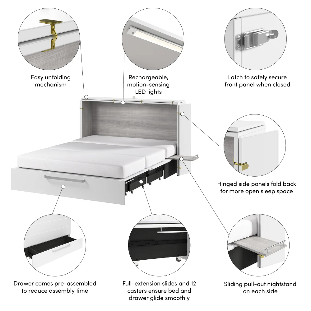 Murphy Cabinet Bed with Pullout Drawer - Image 70
