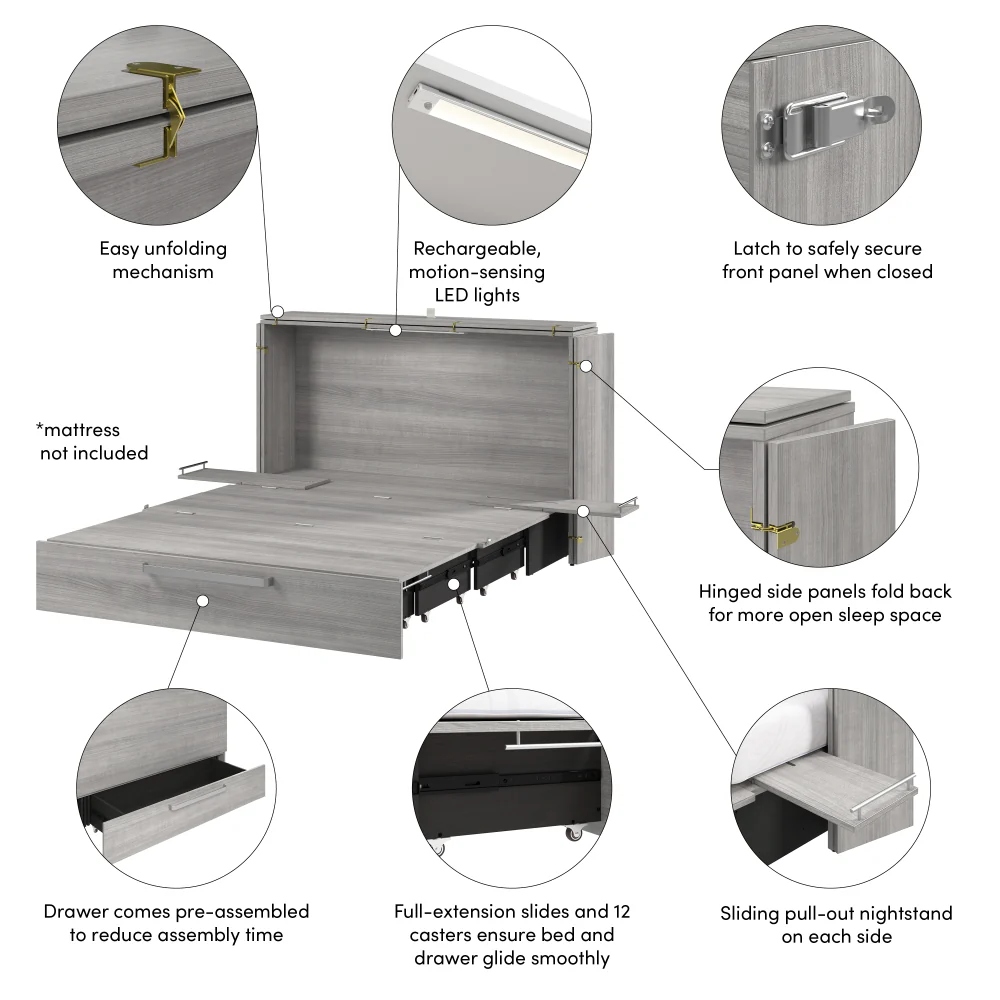Murphy Cabinet Bed with Pullout Drawer - Image 78