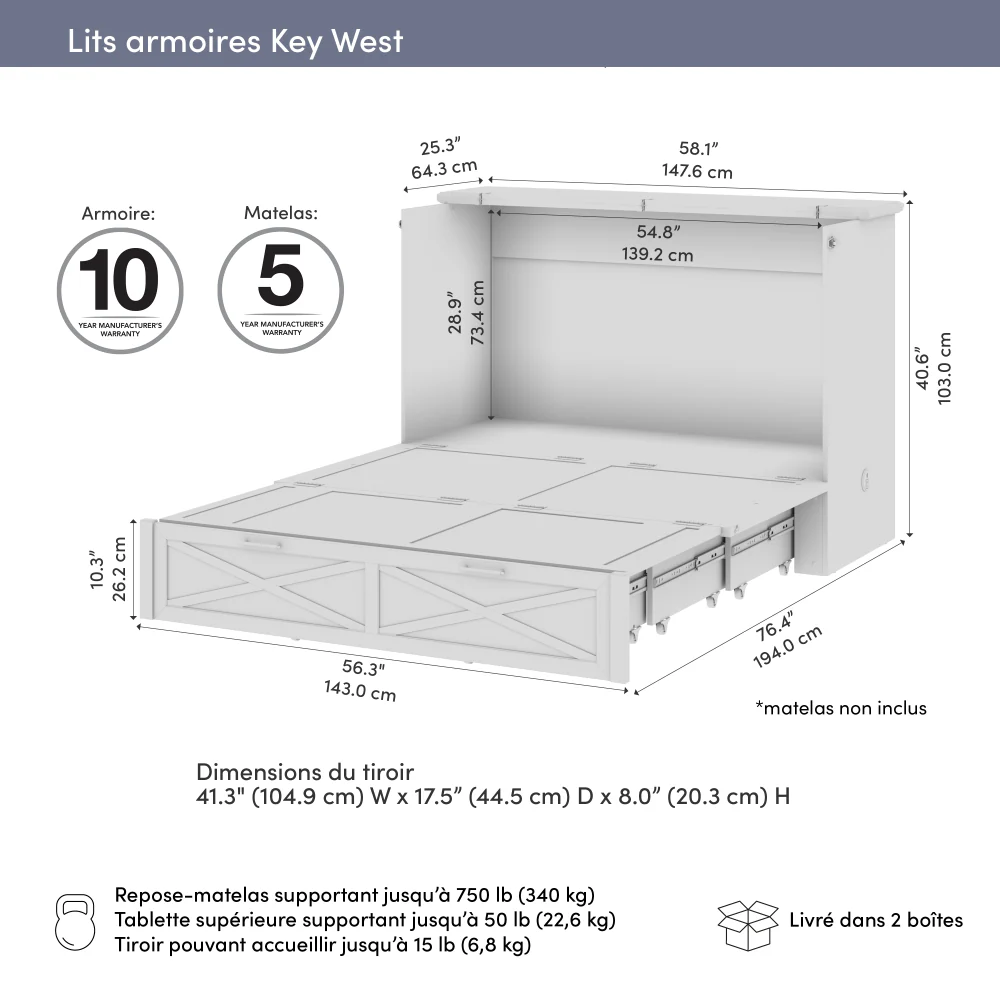 Murphy Cabinet Bed with Pullout Drawer - Image 15
