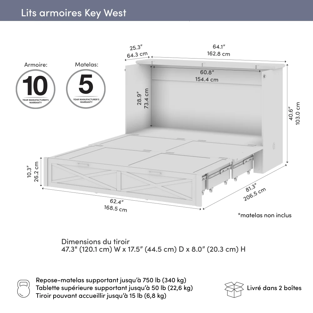Murphy Cabinet Bed with Pullout Drawer - Image 30