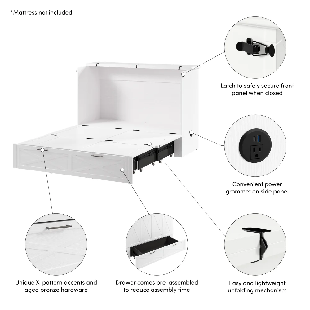 Murphy Cabinet Bed with Pullout Drawer - Image 7