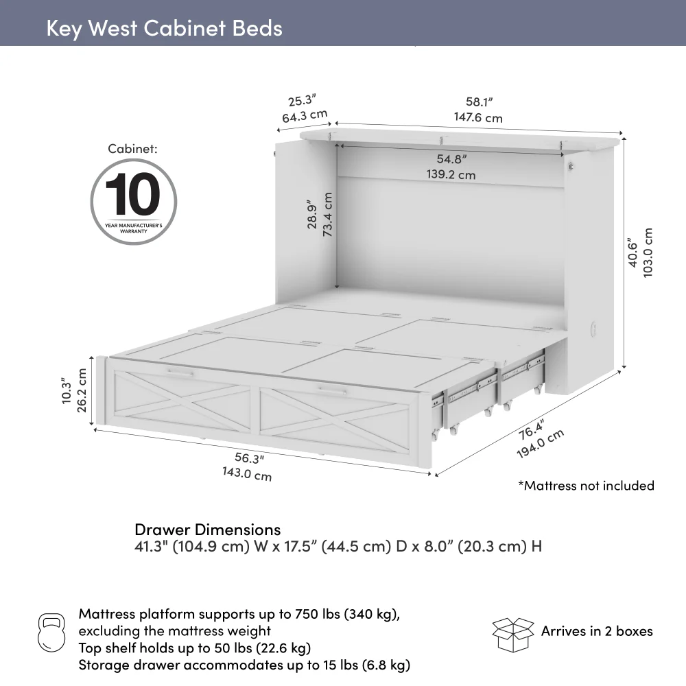 Murphy Cabinet Bed with Pullout Drawer - Image 9
