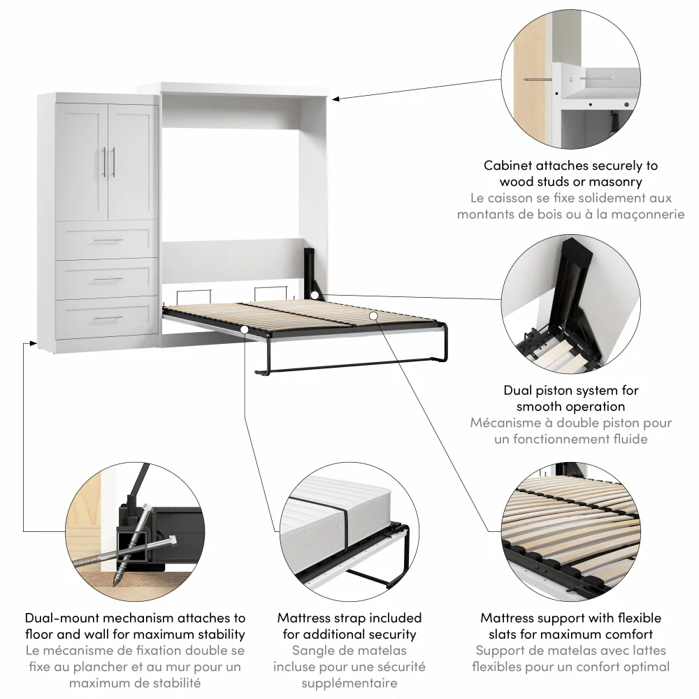 Murphy Bed with Storage Cabinet and Drawers - Image 44