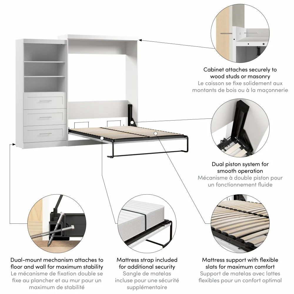 Murphy Bed with Storage Cabinet and Drawers - Image 8